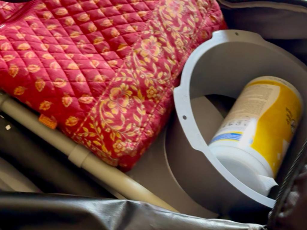 large luggage bag full of accessible travel equipment