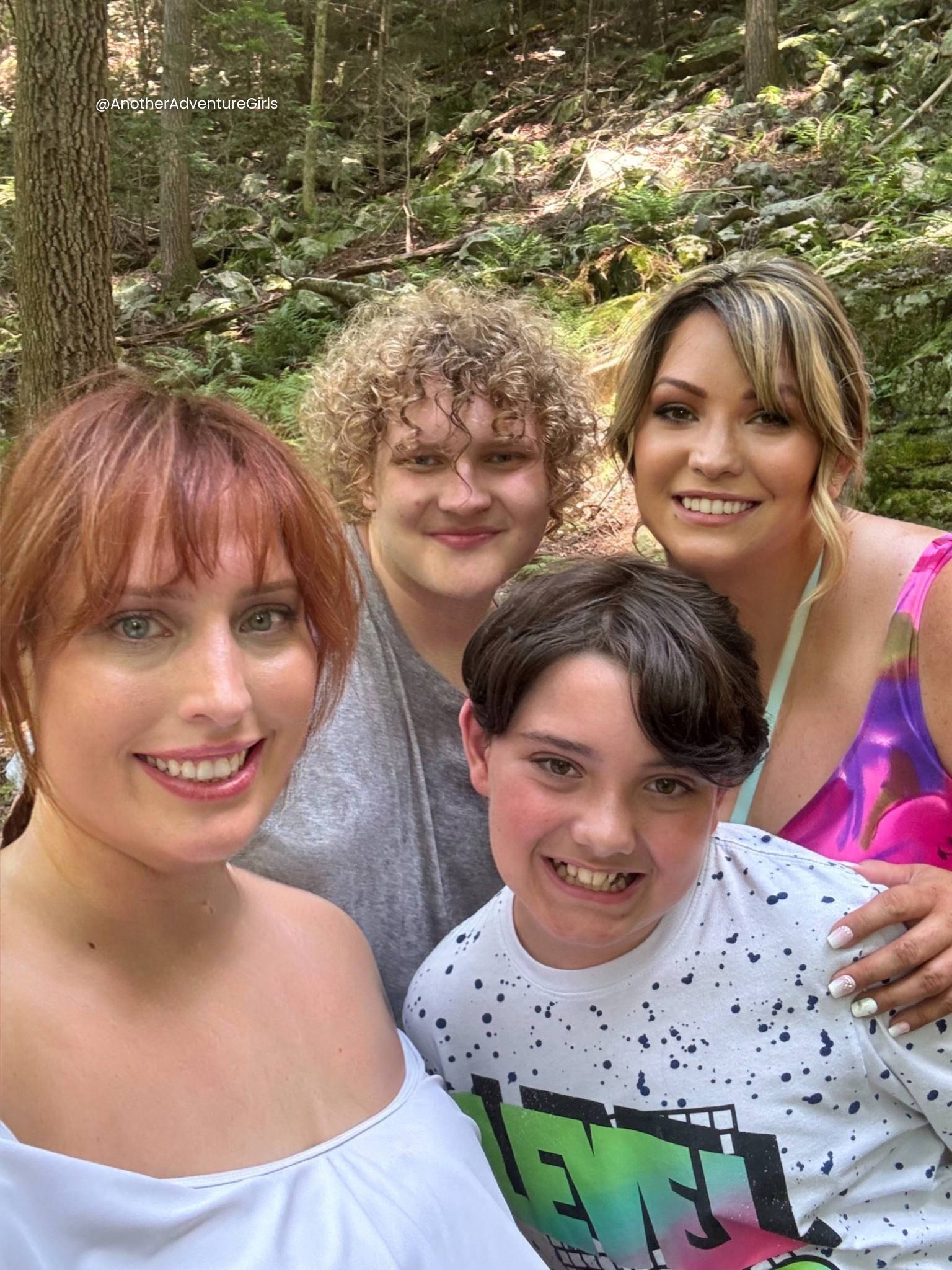 Erin and Jodi with their kids at Foster Falls