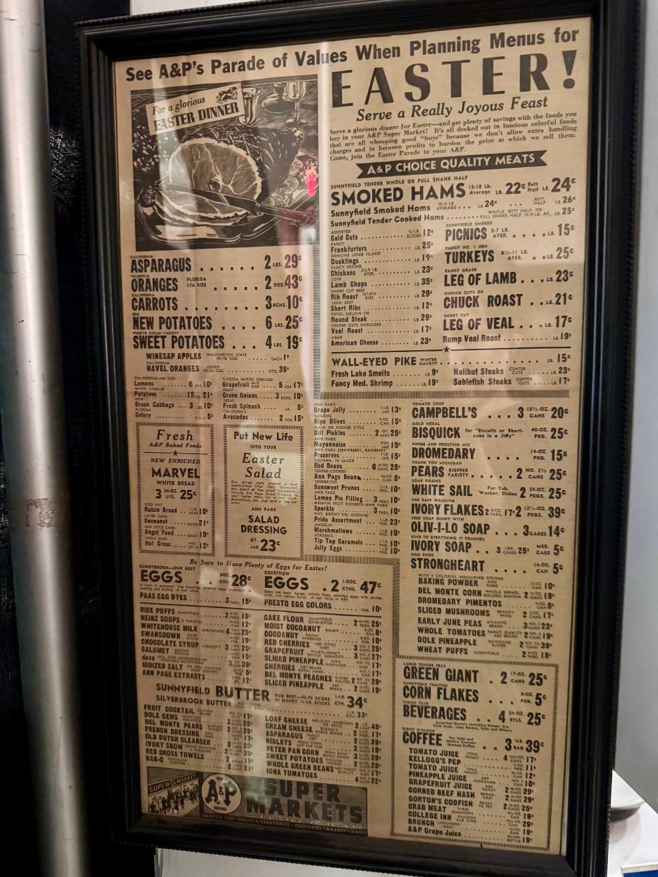 WWII era newspaper showing prices of food and other items