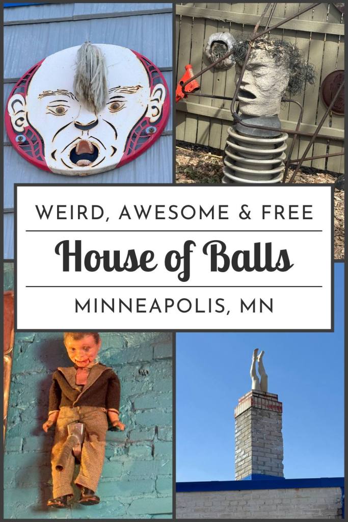 pinterest or other sharable image showing 4 pictures taken at the house of balls and title copy